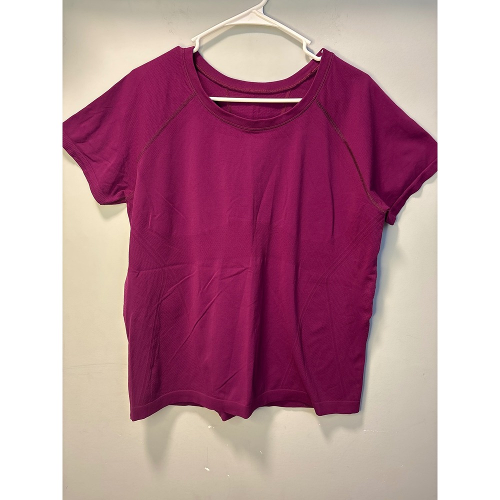 Athleta Momentum Seamless Short Sleeve Tee Berry Purple Activewear Top XL